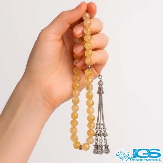 تسبیح سنگ سیترین ۳۳ دانه‌ای اصل