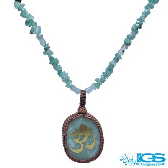 گردنبند آونتورین سبز اصل مکرومه بافی | سنگ شانس و انرژی مثبت