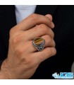 انگشتر سنگ چشم ببر نقره