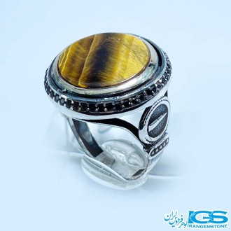 انگشتر سنگ چشم ببر نقره