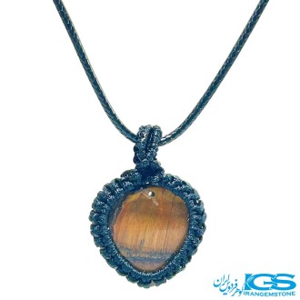 گردنبند سنگ چشم ببر مکرومه بافی