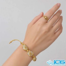 دستبند یشم زرد تراش مکرومه بافی
