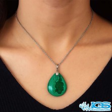 گردنبند سنگ مالاکیت اصل (بدون زنجیر) آرامشبخش