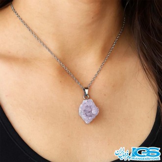 گردنبند سنگ آمیتیست ژئود اصل – نماد آرامش و محافظت
