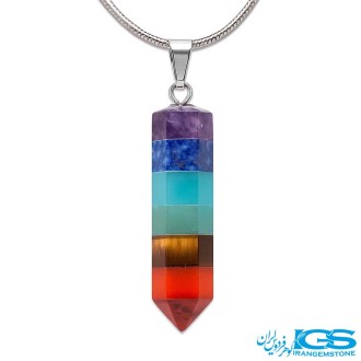 گردنبند هفت چاکرا اصل با سنگ‌های آمیتیست، لاجورد، عقیق آبی، آونتورین، چشم ببر، جید نارنجی، جاسپر قرمز، هفت لایه رنگی انرژی‌بخش
