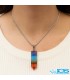 گردنبند هفت چاکرا اصل روی گردن، با طراحی منحصر به فرد و لایه‌های مختلف از سنگ‌های قیمتی برای تقویت چاکراها
