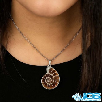 گردنبند فسیل آمونیت گردن مدل