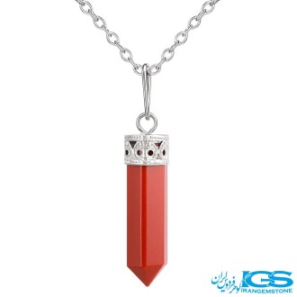 گردنبند منشور سنگ جاسپر قرمز بدون زنجیر در بک سفید