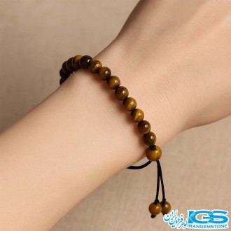 دستبند سنگ چشم ببر مکرومه بافی