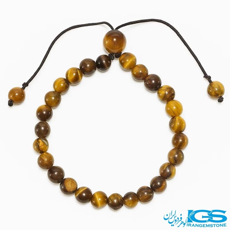 دستبند سنگ چشم ببر مکرومه بافی