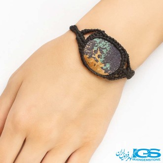 دستبند سنگ آزوریت آبی اصل مکرومه بافی مک – نماد آرامش و شهود (بدون زنجیر)