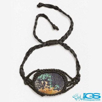 دستبند سنگ آزوریت آبی اصل مکرومه بافی مک – نماد آرامش و شهود (بدون زنجیر)