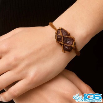 دستبند گارنت راف سرخ راف مکرومه بافی