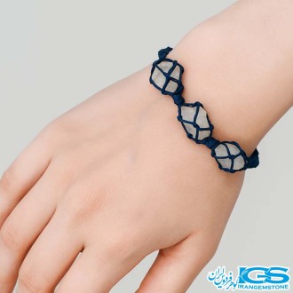 دستبند آکوامارین راف مکرومه بافی