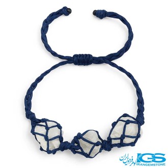 دستبند آکوامارین راف مکرومه بافی