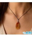 گردنبند سنگ روتایل طلایی (بدون زنجیر) | جذابیت و انرژی مثبت