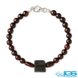 دستبند گارنت لعل سرخ سنگ تورمالین راف