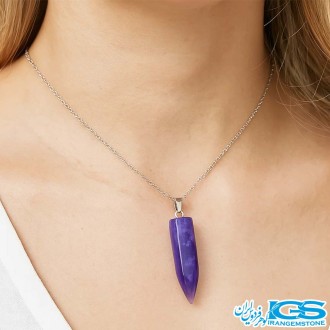 گردنبند سنگ فشنگی آمیتیست بدون زنجیر