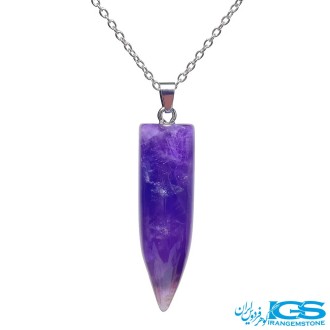 گردنبند سنگ فشنگی آمیتیست بدون زنجیر