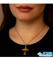 گردنبند سنگ چشم ببر طرح صلیب (بدون زنجیر)