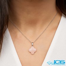 گردنبند رزکوارتز شبدر برای هدیه و استفاده روزمره