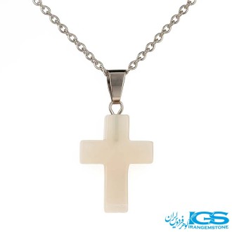 گردنبند عقیق سفید صلیب بدون زنجیر