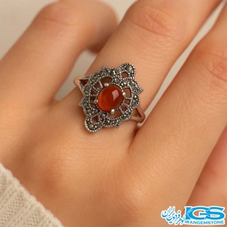 انگشتر کارنلین عقیق نقره