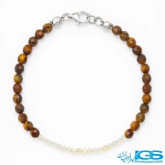 دستبند چشم ببر اصل و سنگ سیترین جواهری | سنگ قدرت و شجاعت