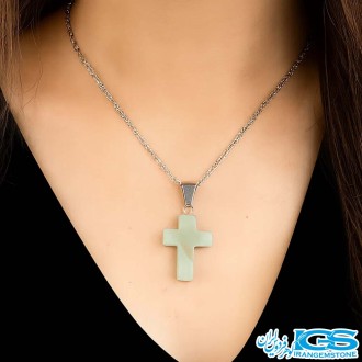 گردنبند آونتورین سبز اصل طرح صلیب | سنگ شانس و انرژی مثبت