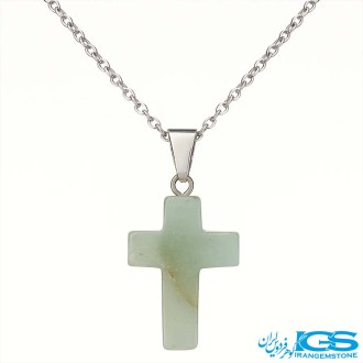 گردنبند آونتورین سبز اصل طرح صلیب | سنگ شانس و انرژی مثبت