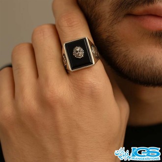 انگشتر نقره سنگ اونیکس عقیق سیاه