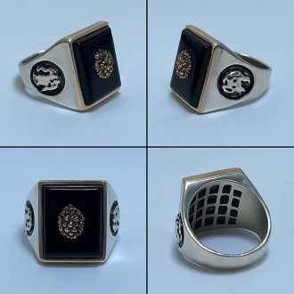 انگشتر نقره سنگ اونیکس عقیق سیاه