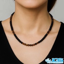 گردنبند سنگ اونیکس اصل باسنگ چشم ببر با خواص درمانی