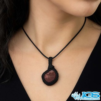 گردنبند سنگ گارنت لعل نارسنگ مکرومه بافی