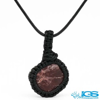 گردنبند سنگ گارنت لعل نارسنگ مکرومه بافی