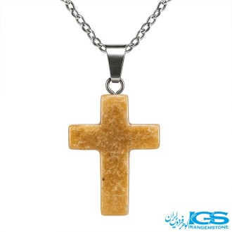 گردنبند یشم زرد جید طرح صلیب بدون زنجیر