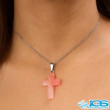گردنبند سنگ کریستال صلیب چری کوارتز بدون زنجیر
