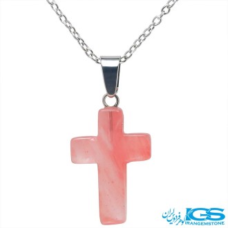 گردنبند سنگ کریستال صلیب چری کوارتز بدون زنجیر
