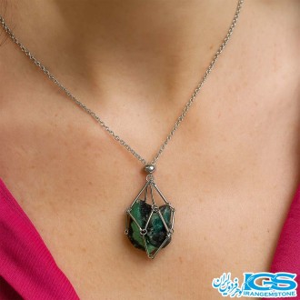 گردنبند سنگ زمرد با زنجیر قابل تعویض سنگ