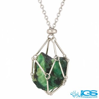 گردنبند سنگ زمرد با زنجیر قابل تعویض سنگ
