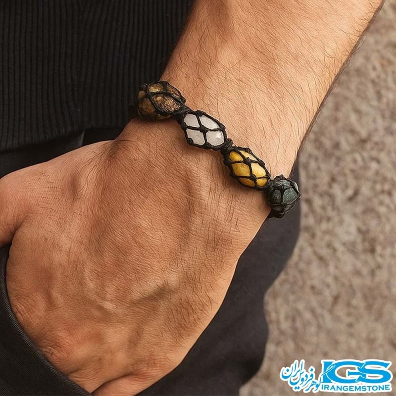 دستبند هفت چاکرا مکرومه بافی