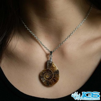 گردنبند فسیل آمونیت | نماد انرژی حیات و تحول بدون زنجیر