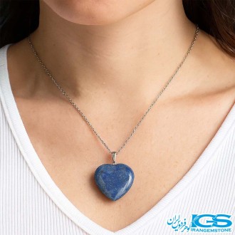 گردنبند لاجورد قلب اصل بدون رنجیر | سنگی آرامش‌بخش