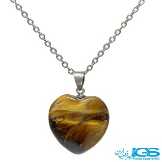 گردنبند سنگ چشم ببر قلب (بدون زنجیر) – نماد قدرت و تمرکز