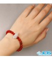 دستبند سنگ کارنلین و سنگ آکوامارین کشی
