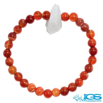 دستبند سنگ کارنلین و سنگ آکوامارین کشی