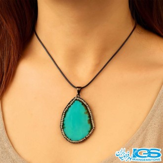 گردنبند عقیق سبز نگین داربدون زنجیر