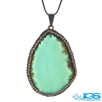 گردنبند عقیق سبز نگین داربدون زنجیر