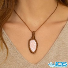گردنبند سنگ رودونیت بافت مکرومه