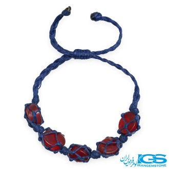 دستبند کارنلین مکرومه بافی